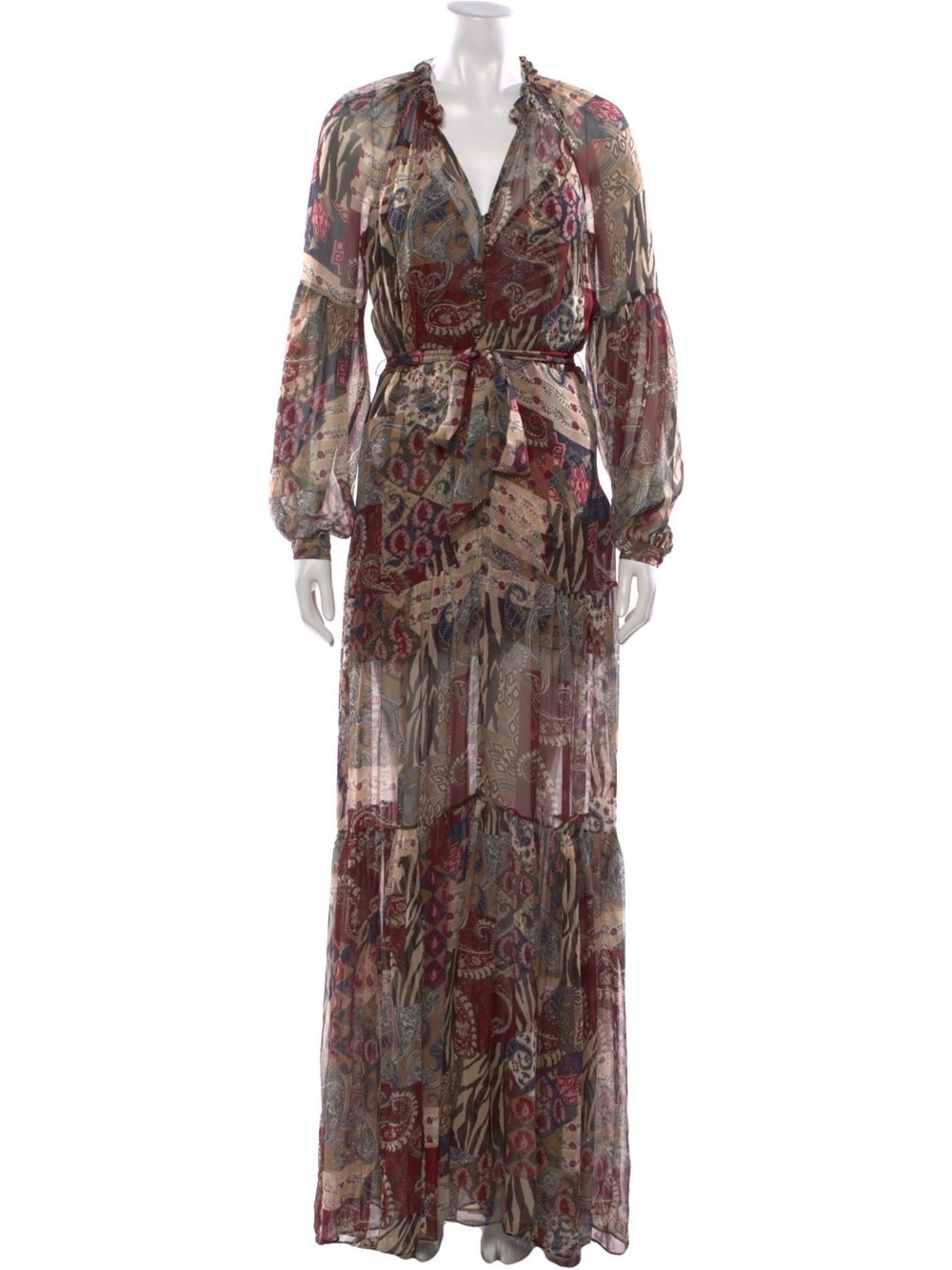 Veronica Beard Brown Multi Patchwork Maxi Dress - Picture 4 of 15